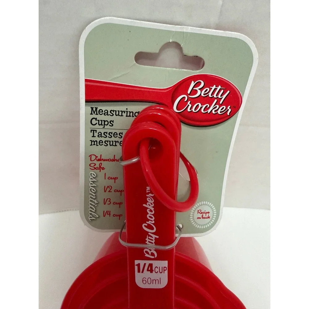 Betty Crocker Red Measuring Cups Set of 4 Essentials Dishwasher Safe New